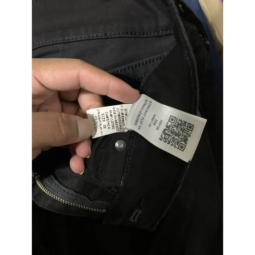 Size 32- True Religion Men's Relaxed Straight Triple Black Dark Wash Denim Jeans